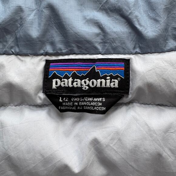 Patagonia Kids Unisex Size L 12 Duck Down Insulated Sweater Puffer Jacket Blue - Picture 10 of 11